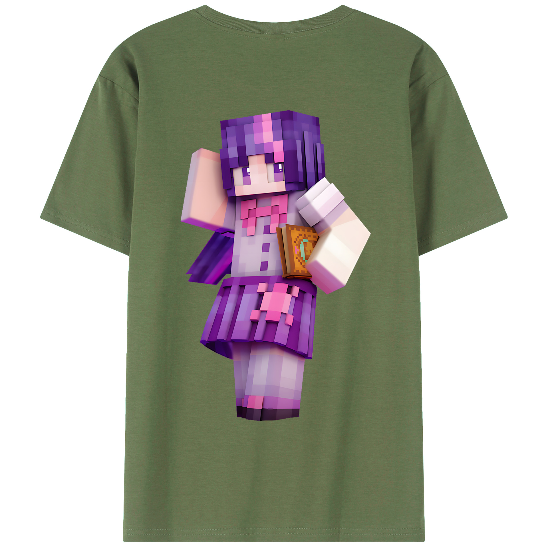 （画像用） マインクラフト ブロックの世界 Minecraft MC Block world 綿100％ メンズ半袖Tシャツ（バックプリント） 通気性
